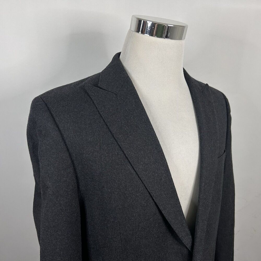 Brooks Brothers 42R Sport Coat 100% Wool Flannel Dark Gray Two Button Vented